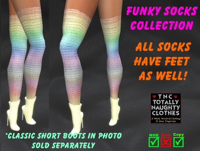 Second Life Marketplace TNC Funky Socks Rainbow